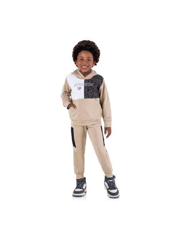 Marisol - Conjunto Longo Moletom Infantil Masculino Marisol Bege 4