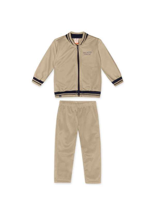 Marisol - Conjunto Longo Moletom Infantil Masculino Marisol Bege