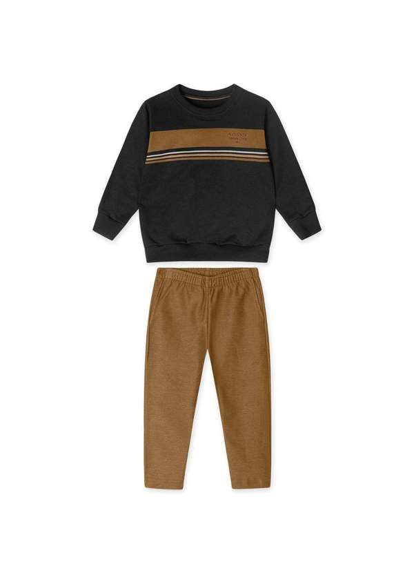 Marisol - Conjunto Longo Moletom Infantil Masculino Marisol Preto