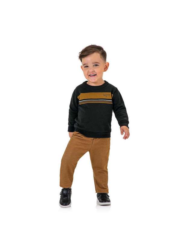 Marisol - Conjunto Longo Moletom Infantil Masculino Marisol Preto 4
