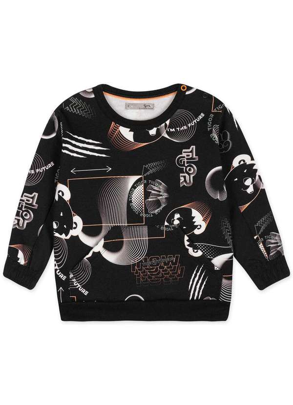 Tigor - Conjunto Blusao e Calca Moletom Bebe Tigor Preto