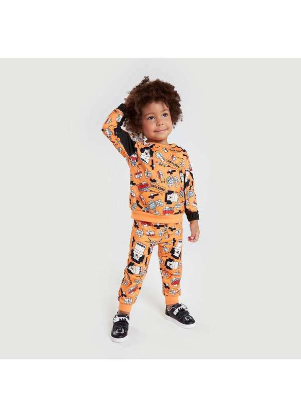 Tigor - Conjunto Blusao e Calca Moletom Bebe Tigor Laranja 3