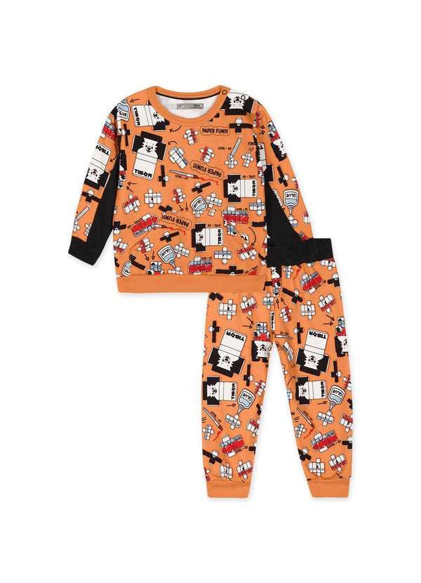 Tigor - Conjunto Blusao e Calca Moletom Bebe Tigor Laranja 4
