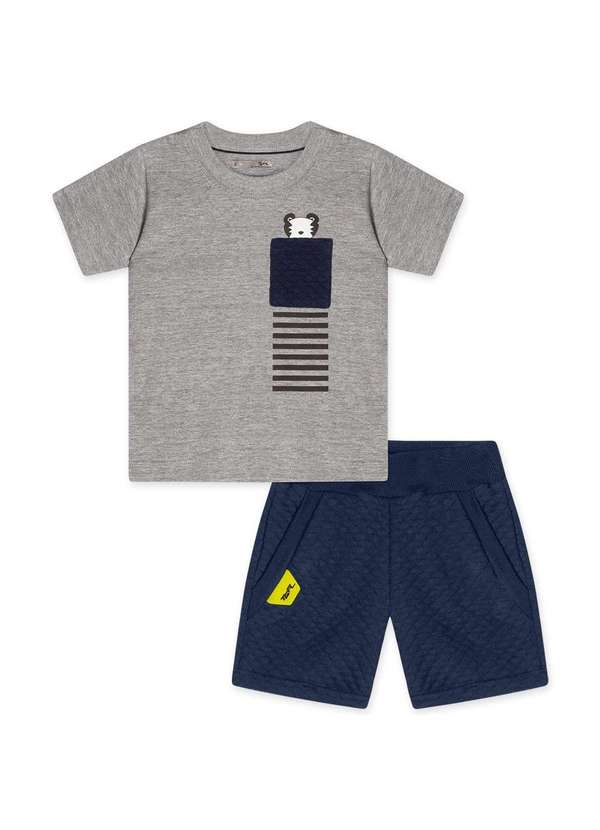 Tigor T Tigre - Conjunto Curto Bebe Masculino Tigor T. Tigre Cinza