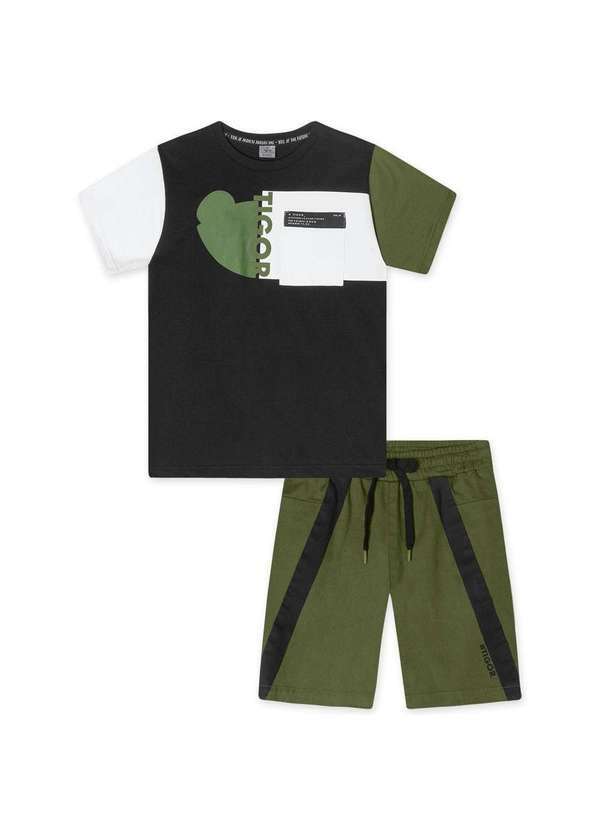 Tigor T Tigre - Conjunto Curto Infantil Masculino Tigor T. Tigre Preto