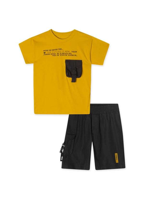 Tigor T Tigre - Conjunto Curto Infantil Masculino Tigor T. Tigre Amarelo