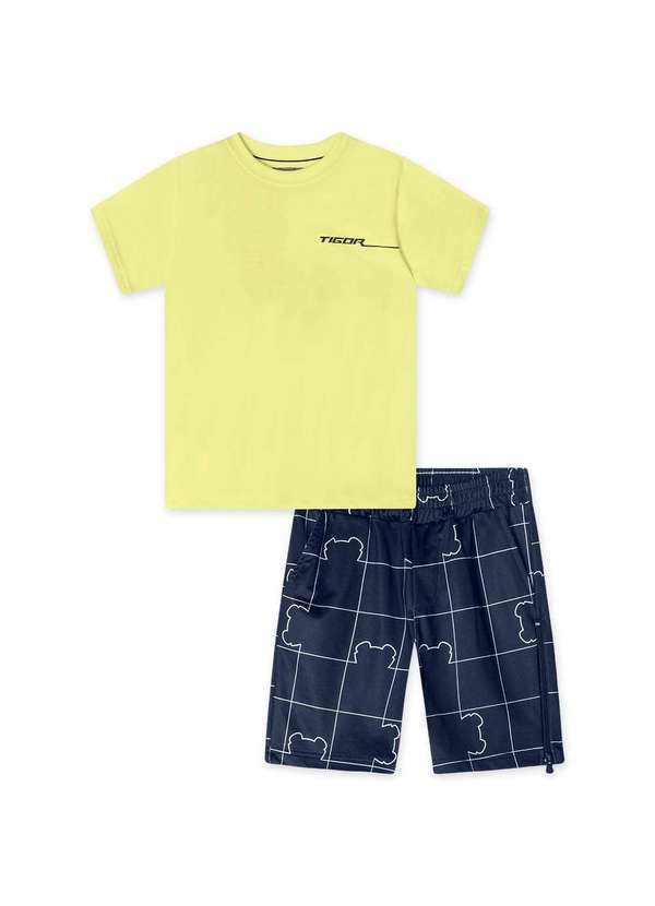 Tigor T Tigre - Conjunto Curto Moletom Masculino Infantil Tigor T. Tigre Verde
