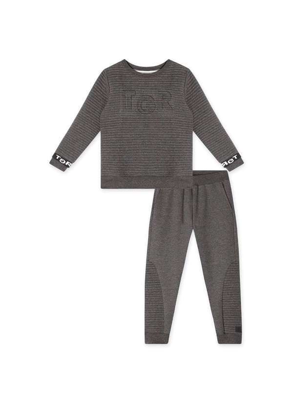 Tigor T Tigre - Conjunto Longo Moletom Infantil Masculino Tigor T. Tigre Cinza
