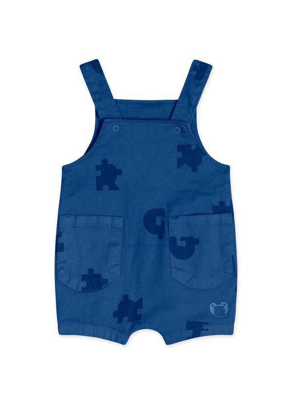 Tigor T Tigre - Jardineira Curta Bebe Masculina Tigor Azul