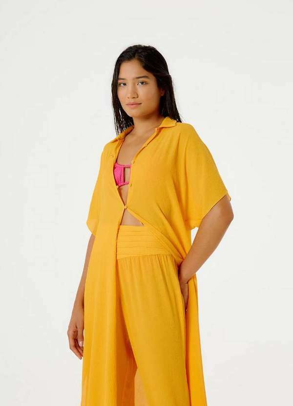 Blueman - Vestido Chemise Lagum Liso Color Ver23 Laranja