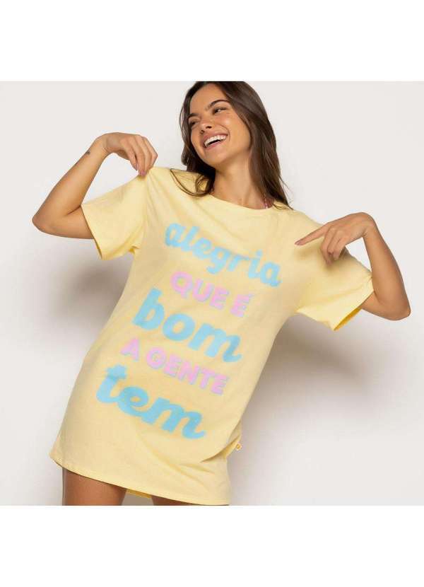 Livre e Leve - Camisa Alegria que é Bom a Gente Tem Amarelo