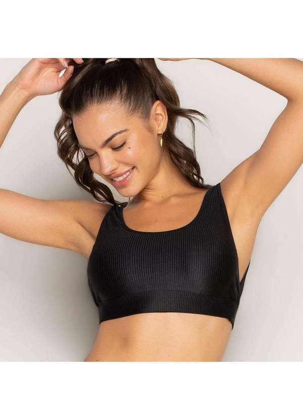 Livre e Leve - Top Regata Texturizado com Bojo Preto Preto