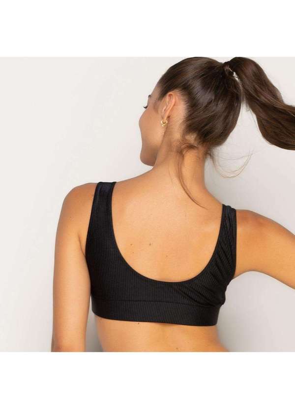 Livre e Leve - Top Regata Texturizado com Bojo Preto Preto 2