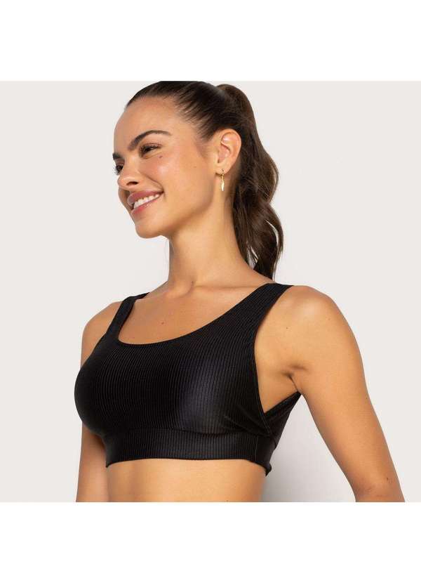 Livre e Leve - Top Regata Texturizado com Bojo Preto Preto 3