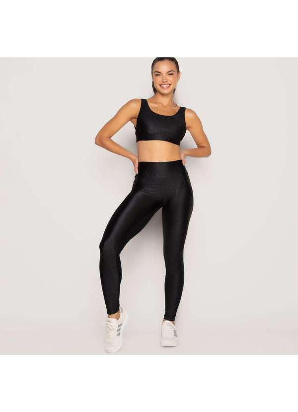 Livre e Leve - Top Regata Texturizado com Bojo Preto Preto 4