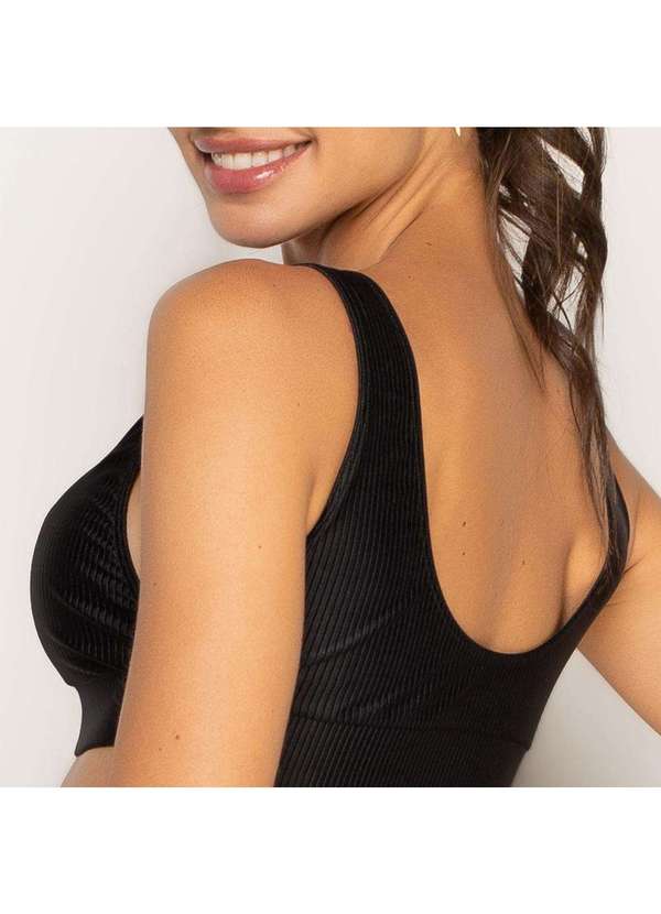 Livre e Leve - Top Regata Texturizado com Bojo Preto Preto 6