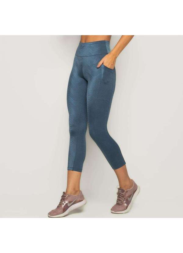 Livre e Leve - Calça Corsário com Bolso Texturizada Galaxia Azul