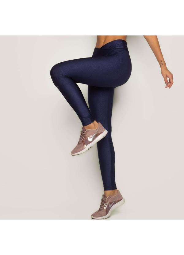 Livre e Leve - Legging com Cós Transpassado Texturizada Marinho Azul