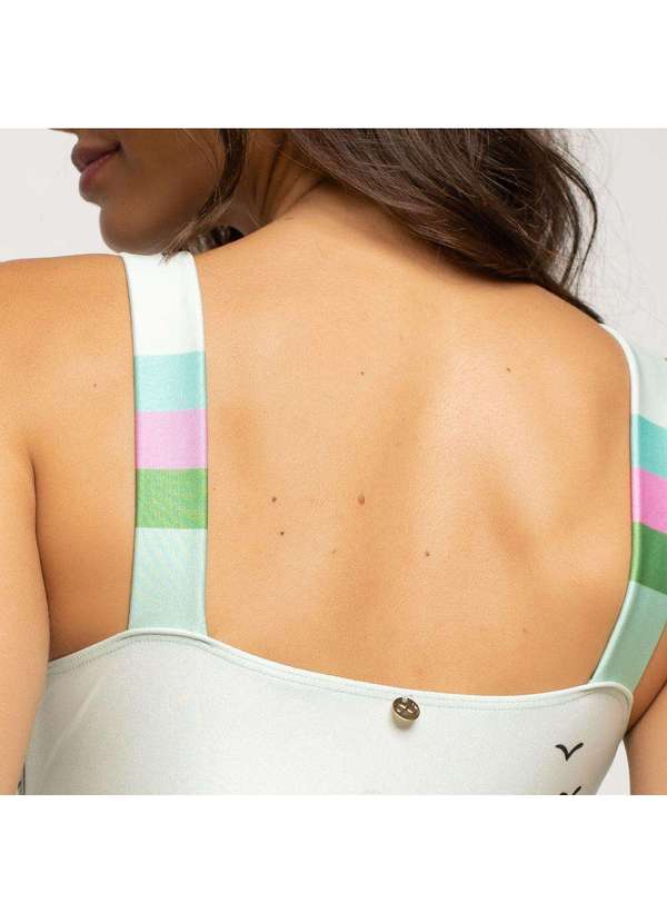 Livre e Leve - Maiô com Decote Quadrado e Bojo Praia Azul Estampado 6