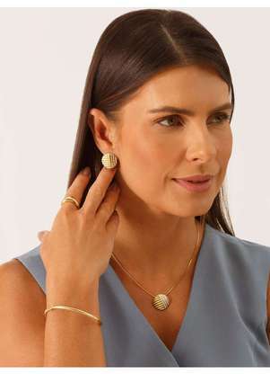 Principessa - Brinco Redondo com Textura Dourado e Prata Atenas - PRINCIPESSA