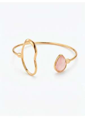 Principessa - Bracelete com Pedra em Quartzo Rosa Perolado Dourado Sardenha - PRINCIPESSA