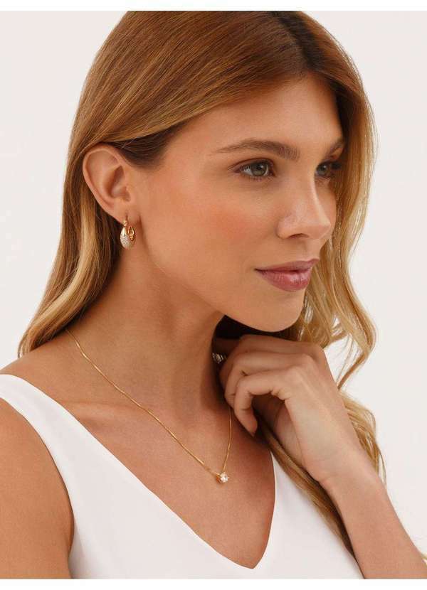Principessa - Colar Dourado com Ponto de Luz em Zircônia Sevilha
