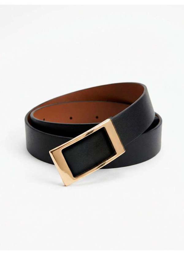 Principessa - Cinto Dupla Face com Fivela Bicolor Preto e Camel Ariadna 2