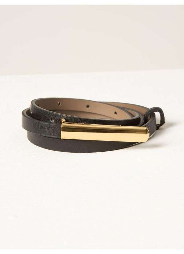 Principessa - Cinto Estreito com Fivela de Encaixe Dourado Preto Nina