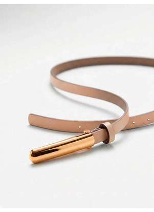 Principessa - Cinto Estreito com Fivela de Encaixe Dourado Nude Nina - PRINCIPESSA