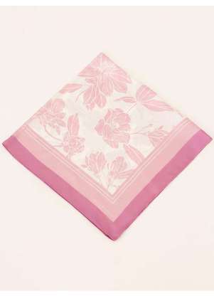 Principessa - Lenço Barrado Off White com Estampa Floral Rosa Livia - PRINCIPESSA