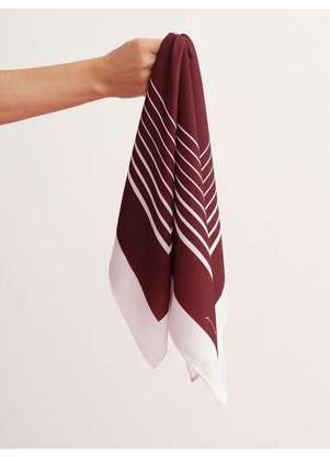 Principessa - Lenço Barrado Estampado em Crepe Vinho Cassiana - PRINCIPESSA