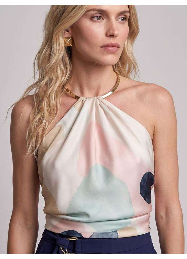 Principessa - Lenço Cetim Estampado Aveia Miriade