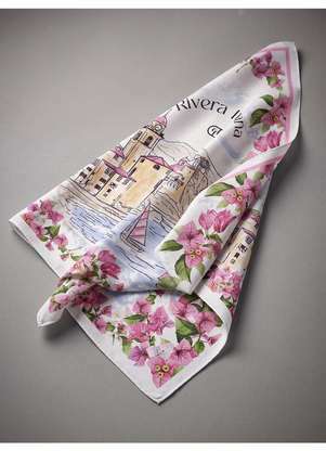 Principessa - Lenço em Crepe com Estampa Floral Rosa Keilla - PRINCIPESSA