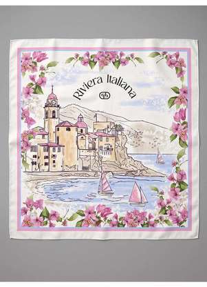 Principessa - Lenço em Crepe com Estampa Floral Rosa Keilla - PRINCIPESSA