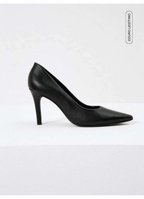 Principessa - Scarpin Salto Fino de Couro Preto Alana
