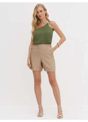 Principessa - Bermuda de Alfaiataria em Viscose Mocha Mousse Mariah - PRINCIPESSA