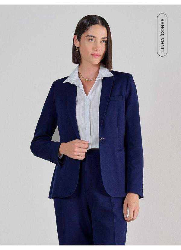 Principessa - Blazer de Alfaiataria Azul Marinho Flávia