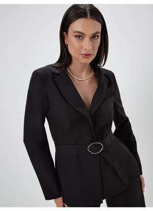 Principessa - Blazer de Alfaiataria com Fivela Preto Tania - PRINCIPESSA