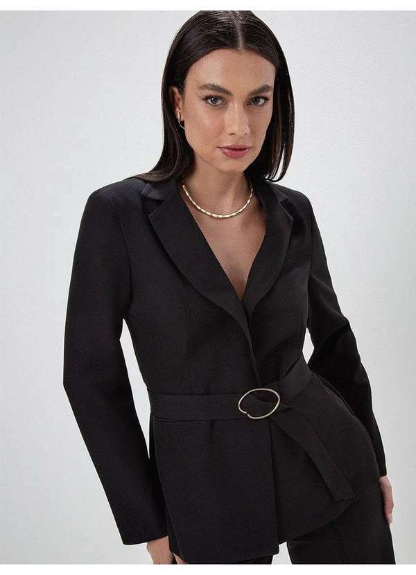 Principessa - Blazer de Alfaiataria com Fivela Preto Tania