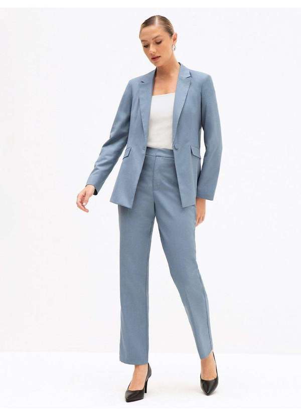 Principessa - Blazer Intermediário em Alfaiataria Premium Azul Elizete 2