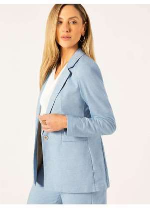 Principessa - Blazer Intermediário em Oxford de Algodão Azul Claro Josefina - PRINCIPESSA