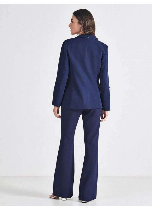 Principessa - Blazer Feminino de Alfaiataria Marinho com Martingale Tifani