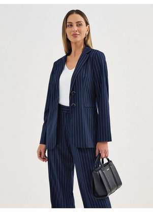 Principessa - Blazer Intermediário em Alfaiataria Risca de Giz Aneli - PRINCIPESSA