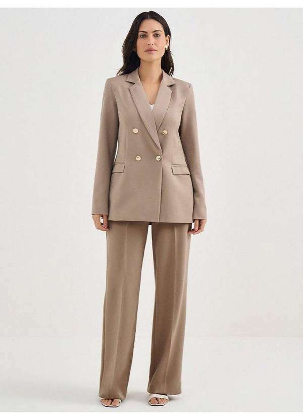 Principessa - Blazer Intermediário Transpassado Mocha Mousse Adriene