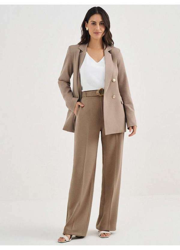 Blazer Intermediário Transpassado Mocha Mousse Adriene - Principessa