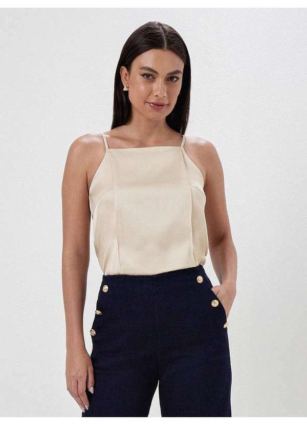 Principessa - Blusa de Cetim com Cava Americana Nude Samira