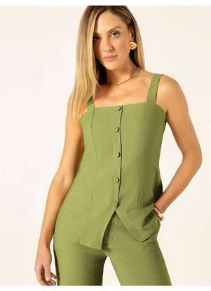 Principessa - Blusa de Alça em Alfaiataria Verde Laurine - PRINCIPESSA