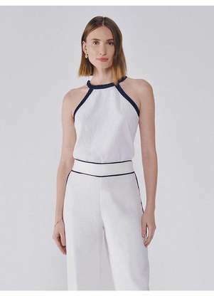 Principessa - Regata Off White com Filete na Gola Tabita - PRINCIPESSA