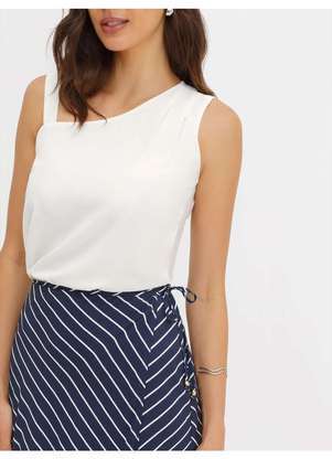 Principessa - Blusa Assimétrica em Crepe Off White Olga - PRINCIPESSA