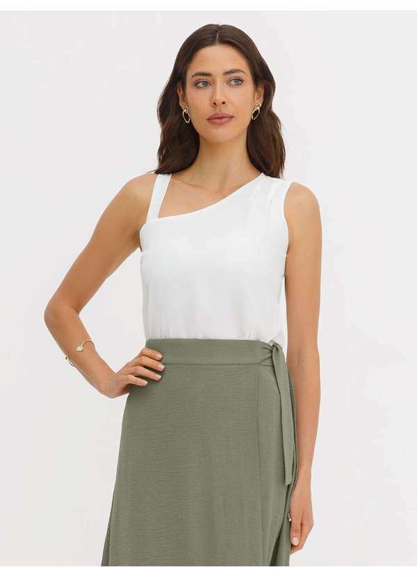 Principessa - Blusa Assimétrica em Crepe Off White Olga